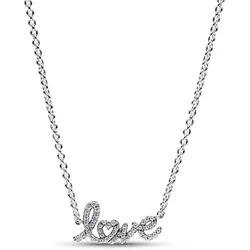 Pandora 393076C01-45 Damen-Kette Funkelnde Handgeschriebene Liebe Silber
