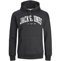 JACK & JONES Herren Logo Print Hoodie Basic Sweater Pullover Kapuzen Sweatshirt JJEJOSH, Farben:Schwarz, Größe Pullover:M