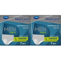 MoliCare Premium MEN PANTS, Diskrete Anwendung bei Inkontinenz speziell für Männer, 5 Tropfen, Gr. L, 1x7 St (Packung mit 2)
