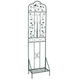 COSTWAY Metallspalier, 3-in-1-Gartenzaun, Blumenregal und Pflanzenstütze, freistehendes Spalier mit Sockel