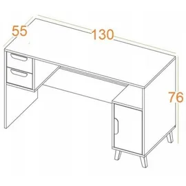Deine Möbel 24 Kinderschreibtisch JUSTIN 13 Schreibtisch 130 cm breit (Set, 3-St., Set), in Weiß Matt / Graphit / Grau / Eiche Scandi Still grau