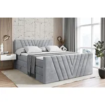 altdecor Boxspringbett ERNINA-Z KING - 160x200 - H3/H4 - Hellgrau