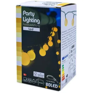 Spetebo LED Party Lichterkette mit 80 Kugeln - warm weiß - Festbeleuchtung mit ca. 16 m Länge - Pavillon Außen Party Garten Beleuchtung kabelgebunden mit Netzteil