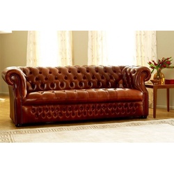 JVmoebel Chesterfield-Sofa, Design Sofa Chesterfield Luxus Klass Couch braun