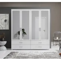 SchlafKONTOR »Ivar Kleiderschrank mit Spiegel« inklusive 2 Spiegeltüren und 4 farblich abgesetzten Schubkästen