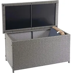 Mendler Poly-Rattan Kissenbox HWC-D88, Gartentruhe Auflagenbox Truhe ~ Basic grau, 51x100x50cm 170l