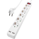 HEITECH 6 Fach Steckdosenleiste mit 2 USB Ports - GS geprüfte Mehrfachsteckdose mit Schalter, 1,4 Meter Kabel, 3680W - Steckerleiste Mehrfachstecker Tischsteckdose