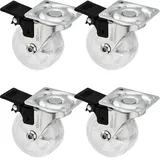 SOTECH 4 Stück Design Lenkrollen SHIFT Rollen-Ø 50 mm transparent mit Feststellfunktion, belastbar bis 140 kg (35 kg pro Möbelrolle), Höhe 64 mm