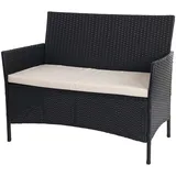 MCW Poly-Rattan Gartenbank Hamar anthrazit Kissen Creme