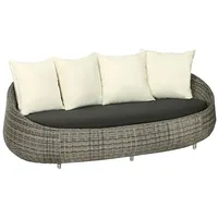 Dehner Lounge Sofa Avani, Gartensofa, 208 x 97 x 76 cm, Kunststoffgeflecht/Aluminium, grau