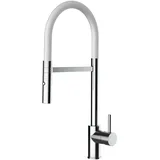 VIZIO Wasserhahn Küchenarmatur SAM mit 360° Schwenkbarem Auslauf Abnehmbare 2 Strahl Handbrause Verchromt Weiß