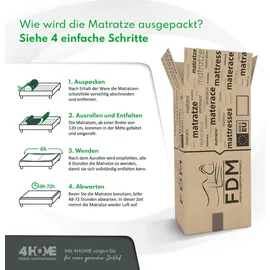 Fdm APUS Matratze 140x200 cm Taschenfederkern Höhe 24 cm Härtegrad H2 H3 7-Liegezonen Öko-Tex Allergikergeeignet Jersey Bezug Waschbar Visco-Schaum