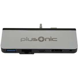 Plusonic Docking Adapter/Hub für Surface Go, 5in1: USB 3.0/RJ45 Netzwerk/Type-C/HDMI/AUX, PSUC0165