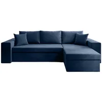 Luxusbetten24 Schlafsofa Designer Sofa Denver, mit Stauraum und Schlaffunktion blau