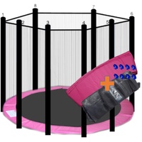 walexo Trampolin Randabdeckung + Sicherheitsnetz für 8 Stangensysteme (305 cm Ø, Pink/Schwarz)