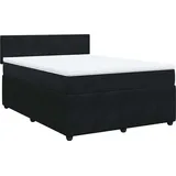 vidaXL Boxspringbett mit Matratze Schwarz 140x200 cm Samt