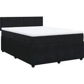 vidaXL Boxspringbett mit Matratze Schwarz 140x200 cm Samt