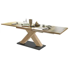 Mäusbacher Komfort 2.0 Esstisch Holzwerkstoff X-Form ausziehbar - Asteiche/Schwarzstahl