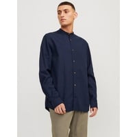 JACK & JONES Langarmhemd JJESUMMER BAND LINEN BLEND SHIRT LS SN blau XS