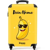 NoBoringSuitcases.com Kinderkoffer, Reisekoffer Personalisiert, Koffer Kinder, Hartschalenkoffer, Reisetasche Kinder, Kinder Koffer mit Rollen, Trolley Handgepäck 55x40x20 cm (Banane - Gelb)