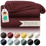 Blumtal Kuscheldecke flauschig - Oeko-TEX zertifizierte Fleecedecke 130x150 cm - Wohndecke 130x150 cm - Decke Couch Wohn- & Kuscheldecke - Flauschdecke - Wohndecke Kuscheldecke 130x150 cm Dunkelrot