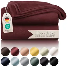 Blumtal Kuscheldecke flauschig - Oeko-TEX zertifizierte Fleecedecke 130x150 cm - Wohndecke 130x150 cm - Decke Couch Wohn- & Kuscheldecke - Flauschdecke - Wohndecke Kuscheldecke 130x150 cm Dunkelrot