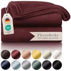 Blumtal Kuscheldecke flauschig - Oeko-TEX zertifizierte Fleecedecke 130x150 cm - Wohndecke 130x150 cm - Decke Couch Wohn- & Kuscheldecke - Flauschdecke - Wohndecke Kuscheldecke 130x150 cm Dunkelrot