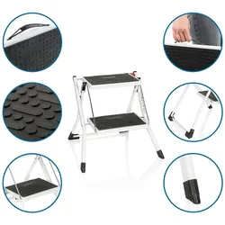 Klapptritt SOLID W1 Stahl 2 Stufen weiß hjh OFFICE