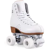 PAPAISON Rollschuhe für Damen und Mädchen, Deluxe, 2-lagig, Mikrofaser-Leder, zweireihig, Klassische Rollschuhe für Herren, professionelle Outdoor-Indoor-Quad-Skates für Kinder und Erwachsene