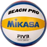 Mikasa Beach Pro DVV1, BV550C, Größe 5, weiß/blau/gelb, 280 Gramm, Spielball