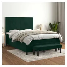 vidaXL Boxspringbett 140 x 200 cm Dunkelgrün