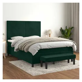 vidaXL Boxspringbett 140 x 200 cm Dunkelgrün
