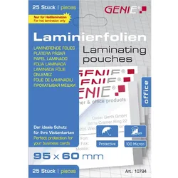 GENIE Laminierfolien 100 Mikron im Visitenkarten-Format, 25er Pack