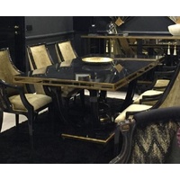 Casa Padrino Luxus Barock Esstisch Schwarz / Gold - Prunkvoller Barockstil Küchentisch - Luxus Esszimmer Möbel im Barockstil - Prunkvolle Barock Esszimmer Möbel