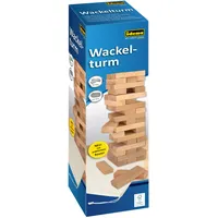 IDENA Wackelturm 26x8x8cm Holz, Geschicklichkeitsspiel mit 54 Bausteinen und Aufbewahrungsbeutel, ca. 8 x 26 cm