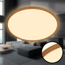 Briloner LED Deckenlampe 3-flg. rund Holzrahmen Ø42 cm