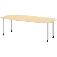 Bümö Konferenztisch, Ahorn, Silber, Nachbildung,Ahorn, Oval, 220x74x103 cm, FSC