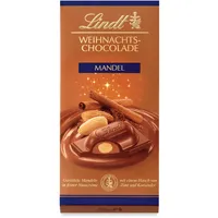 Lindt Schokoladen Tafel Weihnachtsmandel | 100 g | 4er Pack | Mandeln in Nusscreme umhüllt von feinster Vollmilchschokolade | Schokoladen-Geschenk zu Weihnachten