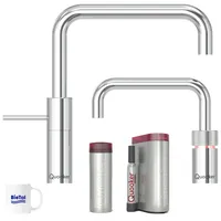 Quooker Nordic Square Twintaps verchromt glänzend Wasserhahn PRO3 Sprudelwasser CUBE