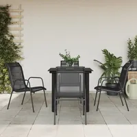 VidaXL 5-tlg. Garten-Essgruppe Schwarz Stahl und Textilene