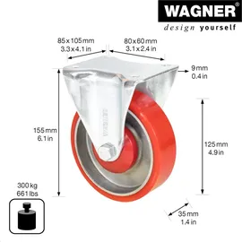 wagner® design yourself Schwerlast-Bockrolle RO 0325 rot