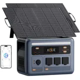 PowerMax 1800SE Tragbare Powerstation mit 2x100W Solarpanel, 3x230V AC Outputs 1800W, 1024Wh LiFePO4 Batterie, 0-80% in 45 Mins, 11 Anschlüsse, Solargenerator für Notfälle, Outdoors, Camping