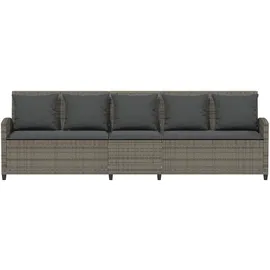 vidaXL Gartensofa 5-Sitzer mit Kissen Grau Poly Rattan