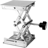 Labor-Hebebühne, Edelstahl-Labor-Hebebühne, Standscherengestell(Schwarzer Griff) 100 x 100 x 160 mm