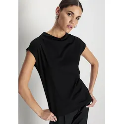 T-Shirt HECHTER PARIS, Damen, Gr. 40, schwarz, Single Jersey, Obermaterial: 50% Baumwolle, 50% Modal, unifarben, feminin, figurumspielend hüftlang, ohne Ärmel, Shirts, ärmellos, figurumspielende Passform, mit Wasserfallkragen
