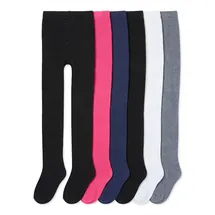 TupTam Strumpfhose Mädchen Bunt Gemustert 6er Pack – Warme Strickstrumpfhosen für Herbst und Winter, Farbe: Schwarz 2x Dunkelblau Weiß Grau Pink, Größe: 104-110 - 104-110