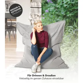 mokebo Sitzsack Outdoor XXL mit Schutzhülle Der Große Bean Bag oder Riesen-Sitzsack, in Grau
