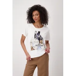 Rundhalsshirt, mit Frontprint, Gr. 40, ecru, , 91676742-40