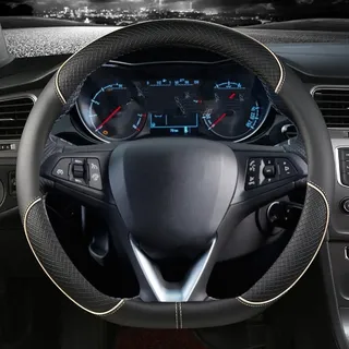 Lenkradschutz Auto-Lenkradabdeckung für Opel für Astra (K) für Corsa (E) für Karl 2014-2022 für Crossland X für Grandland X für Insignia 2017-2022 Auto Lenkradbezug (Größe : BEIGE D Shape)