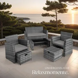 Tectake Modena Rattan Sitzgruppe 6-tlg. grau